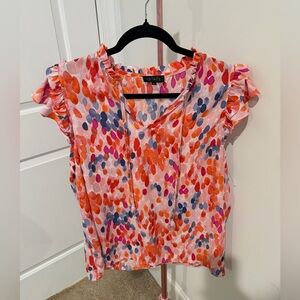 1. State Pink and Orange Ruffle Sleeve Blouse